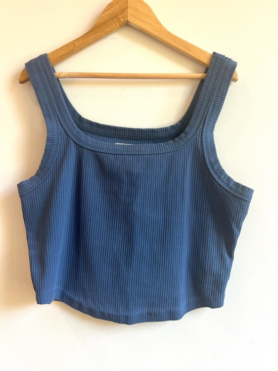 Madewell Tops - Madewell Ribbed Square-Neck Crop Tank in Denim Blue